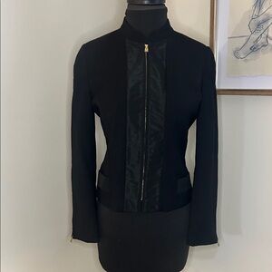 Louis Vuitton Uniformes Black Laine Wool Full Zip Blazer (lined)-Size 38